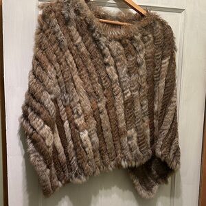 Women's Brown Rabbit Fur Shawl